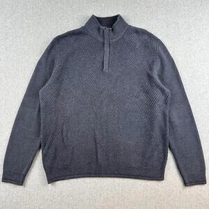 Tommy Bahama 1/4 Zip Pullover Knit Blue Men's Large 100% Pima Cotton Diamond